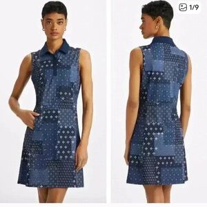 NWT!  G/FORE Boro Print Tech Pique Sleeveless Polo
Dress.